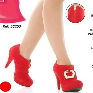 🇨🇴 COLOMBIAN WOMEN'S CUTE RED PLATFORM HIGH HEEL ANKLE BOOTS SIZE 6